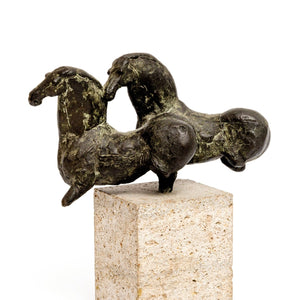 Featured sculpture Felix van der Linden bronze sculpture for sale of two horses unicum