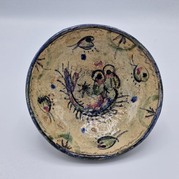 Harm Kamerlingh Onnes - bowl on foot, decorated with an image of a shrimp, top side.