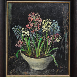 oil painting, Hyacinths by the Dutch artist Harm Kamerlingh Onnes with the frame