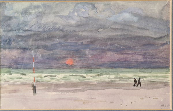 Harm Kamerlingh Onnes - Zeegezicht met rode zon