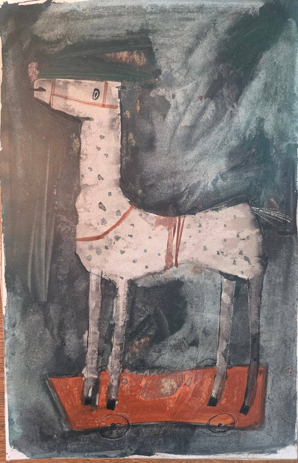 Jan van Heel - toy horse - Gouache