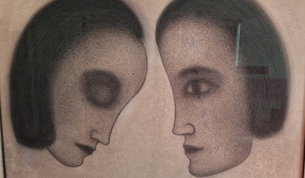 Jules Vermeire - Two Women - charcoal on paper
