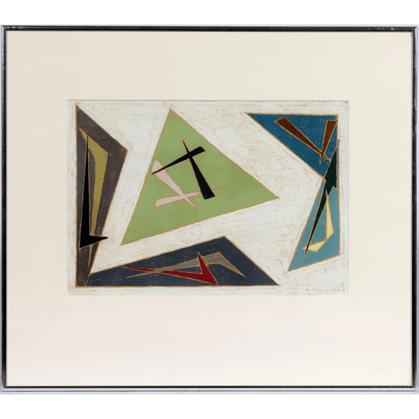 Pieter de Haard  'composition KR9' abstract pastel with the frame painting for sale