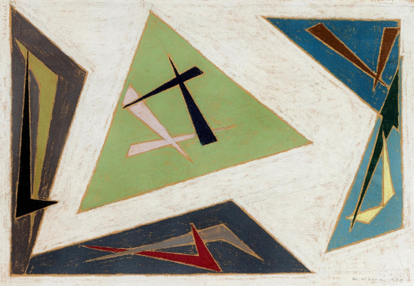 Pieter de Haard 'composition KR9' abstract pastel on paper framed and signed painting for sale