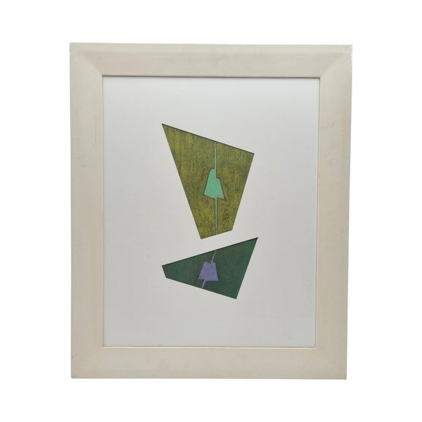 abstract painting by Pieter de Haard, dated 1946, with green tones with frame