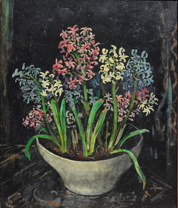 Harm Kamerlingh Onnes, oil painting hyacinths without the frame