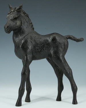 Bronze sculpture of a foal | Bronze | 28 cm high | Patinated finish | Signed on base | side view