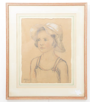 André Verhorst | Portrait of Mirjam | Pencil, red and white chalk on paper | Height 40 cm × width 30 cm | Signed & dated ‘André/Verhorst/’45’ | with frame