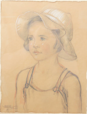 André Verhorst - Portrait of Mirjam. Signed & dated 'André/Verhorst/'45' Pencil, red and white chalk, height 40 x width 30 cm