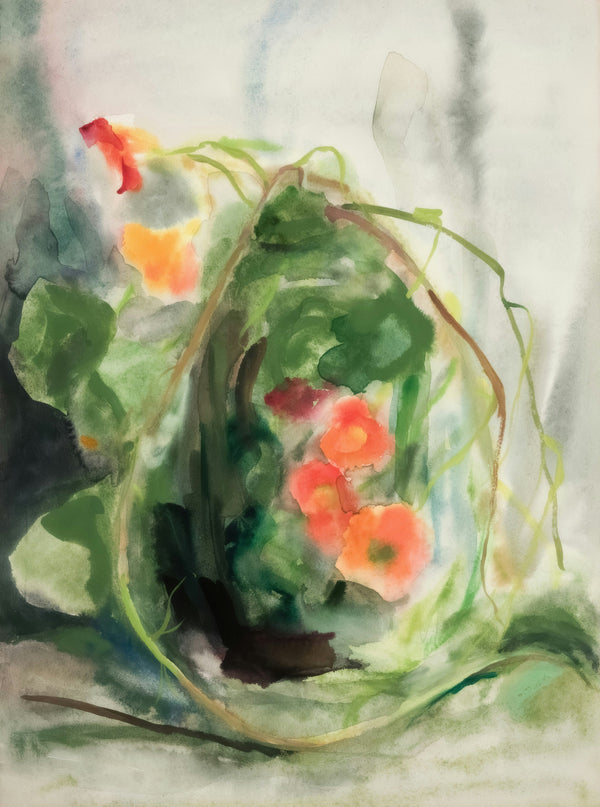 Banner image for the Art on Paper Collection by Kunstiek | aquarellen, gouaches and drawings on paper shown as a soft watercolor composition | introducing the works on paper category.