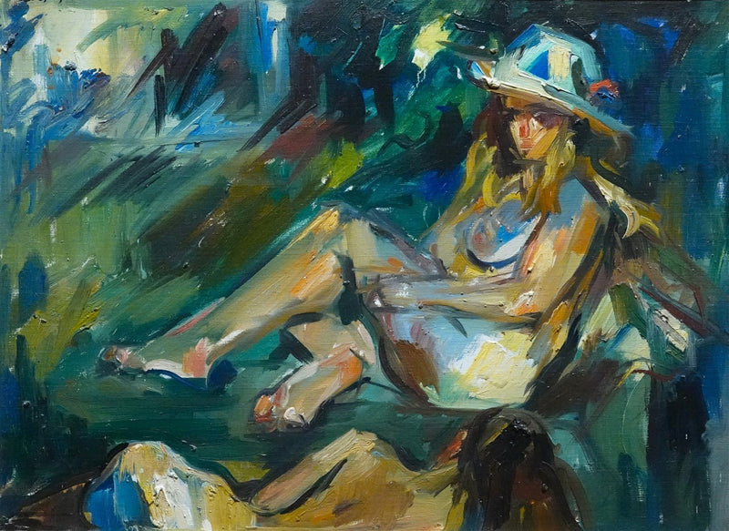 Bob ten Hoope | Ladies on the Balcony | painting | oil on panel | signed upper left and lower right | 49 × 65 cm | pictured without frame