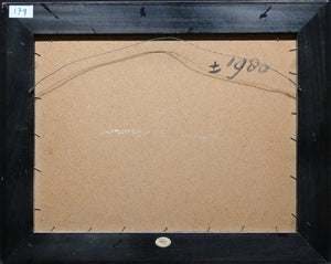 Bob ten Hoope Lady on the Balcony, back of the painting