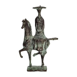 Bram Roth | Amazon with hat | Bronze sculpture, 1986 (marked: BR 86) | Height 23 cm × width 14 cm | Stylised Amazon figure wearing a hat | Side view