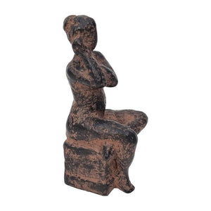 Bronze sculpture of a seated female nude. Height: 13.2 cm. / 5.2 inches. Width: 5.8 cm. Not marked.