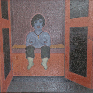 Cees Groenewoud Kramer  Woman in box bed, oil on canvas Height 40 x width 50 (including frame 42 x 52).
