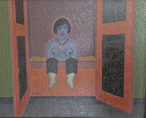 Cees Groenewoud Kramer | painting | Woman in box-bed | oil on canvas | signed lower left | 40 × 50 cm | pictured without frame