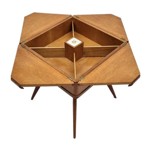 A very rare square wooden storage table - Topside, four storage compartments, - Vittorio Lombardi, Milan, Italy ca.1950.