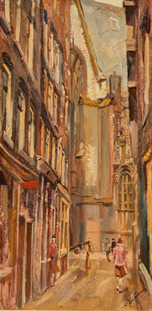 Erasmus Bernhard van Dulmen Krumpelman | painting | Narrow Church Alley (Enge Kerksteeg) | oil on canvas | signed lower right | 60 × 30 cm | pictured without frame
