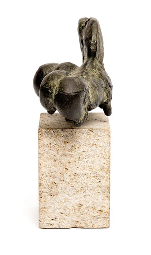 Felix van der Linden | two horses | Bronze sculpture on stone plinth |  height 21 cm × width 18 cm | Cast-in stamp ‘F’ on the horse’s thigh | Back side