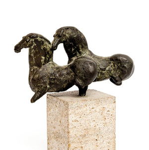 Featured sculpture Felix van der Linden bronze sculpture for sale of two horses unicum