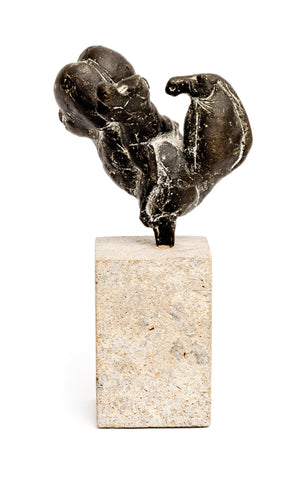 Felix van der Linden - bronze sculpture, figure on rearing horse, signed, H 11 (bronze), H 20 cm (total), Sculpture for sale.