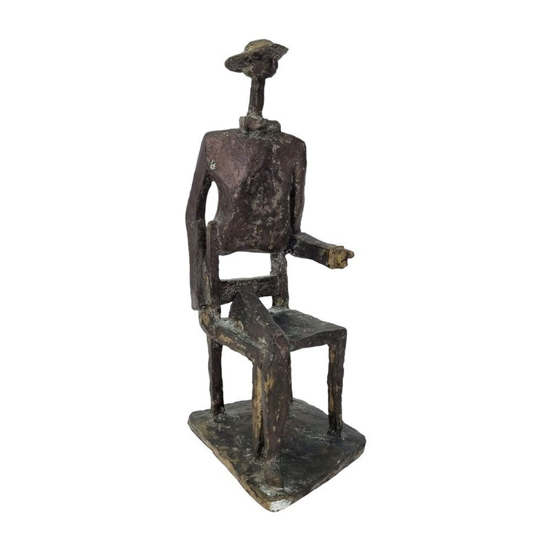 Frans Kokshoorn | Seated Figure | Bronze sculpture with monogram FK | Height 21.5 cm × width 7.7 cm | Stylised seated figure on a simple base | Side view
