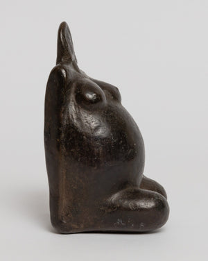 Guus Hellegers | bronze sculpture | Pregnant Woman | 13 cm high | Kneeling nude female figure | side view