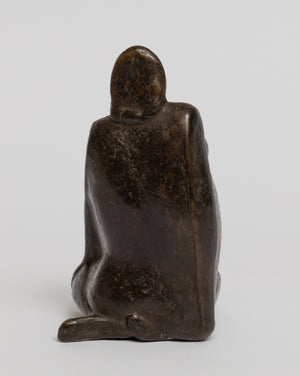 Guus Hellegers | bronze sculpture | Pregnant Woman | 13 cm high | Kneeling nude female figure | backside 