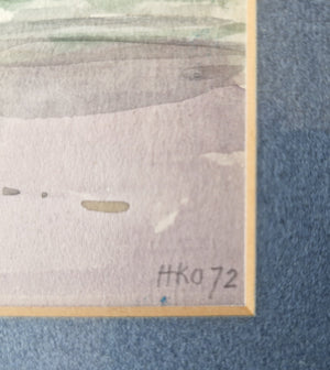 Harm Kamerlingh Onnes, Watercolour, Seascape with red sun, The signature and dated '72