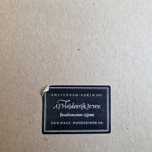 Harm Kamerlingh Onnes, Watercolour, Seascape with red sun, backside with name art dealer