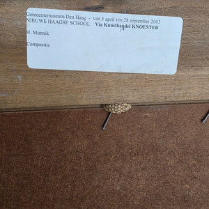 Henk munnik | Compositie | Gemengde techniek | 60 x 40 cm| achterzijde info tentoonstelling