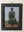 Painting by Herman Berserik from 1975 depicting a green locomotive on railway tracks, titled The Tram to Spijkenisse. framed