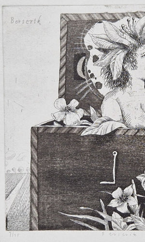 Herman Berserik | “Woman in a Music Box” | Etching / graphic work | Signed in pencil: Berserik | Numbered 7/25 | 40 x 40 cm | Signature