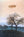 Painting of a floating airship above bare trees in a tranquil evening landscape by Hermanus Berserik, without frame.