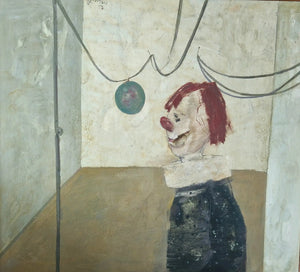 Jan van Heel - Clown - Painting for sale Oil on canvas, signed top left, dated 1973. 90 cm x 100 cm. Not framed.