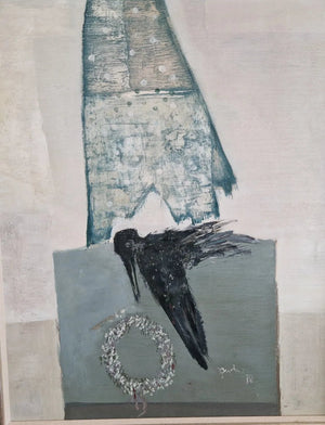 oil painting dead bird by Jan van Heel with a large format of 120 x 90 cm and signed and dated in 1978 