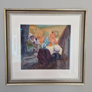 Jannes de Vries | Korenmarkt Cairo Tunisia | Mixed technique | 60 cm × 65 cm | Signed & dated 1973 | with frame
