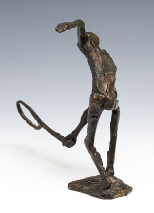 Jits Bakker | “Tennis Player” | Bronze sculpture | Figurative sports figure | Height 16 cm | Signed | seen from backside