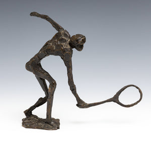 Jits Bakker | “Tennis Player” | Bronze sculpture | Figurative sports figure | Height 16 cm | Signed | seen from leftside
