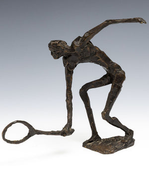 Jits Bakker | “Tennis Player” | Bronze sculpture | Figurative sports figure | Height 16 cm | close-up | Signed
