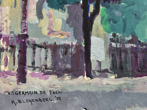 Karel Bleijenberg | Gouache of the St Germain des Prés district | 60 cm × 50 cm | Signed lower right | Signature, dated '55