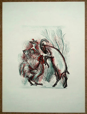 Kees Andréa Rooster and Goat colour lithograph 63 x 48 cm (h x w)