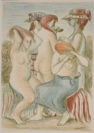 Kees Andréa Presentation of the bathers colour lithograph, Dimensions 48x63
