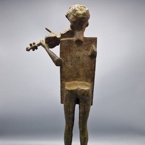 Loek Bos | Bronze sculpture “Violinist” | 41 cm high (base 54 cm) | Signed on the base | back
side