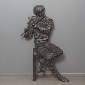 Margot Hudig-Heldring (1919-2006), flute player, very large bronze sculpture - Kunstiek
