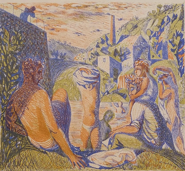Nicolaas Wijnberg Bathing boys 1947  colour lithograph for sale  63 x 47 cm