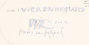 Peter van Poppel, Four Drinking Glasses, 2002, tempera on board, 12 × 13 cm, signature backside