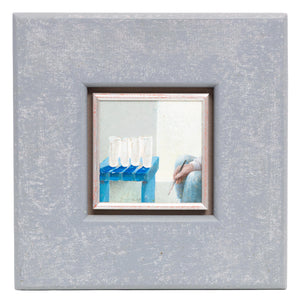 Peter van Poppel, Vier drinkglazen, 2002, tempera op board, 12 × 13 cm, ingelijst