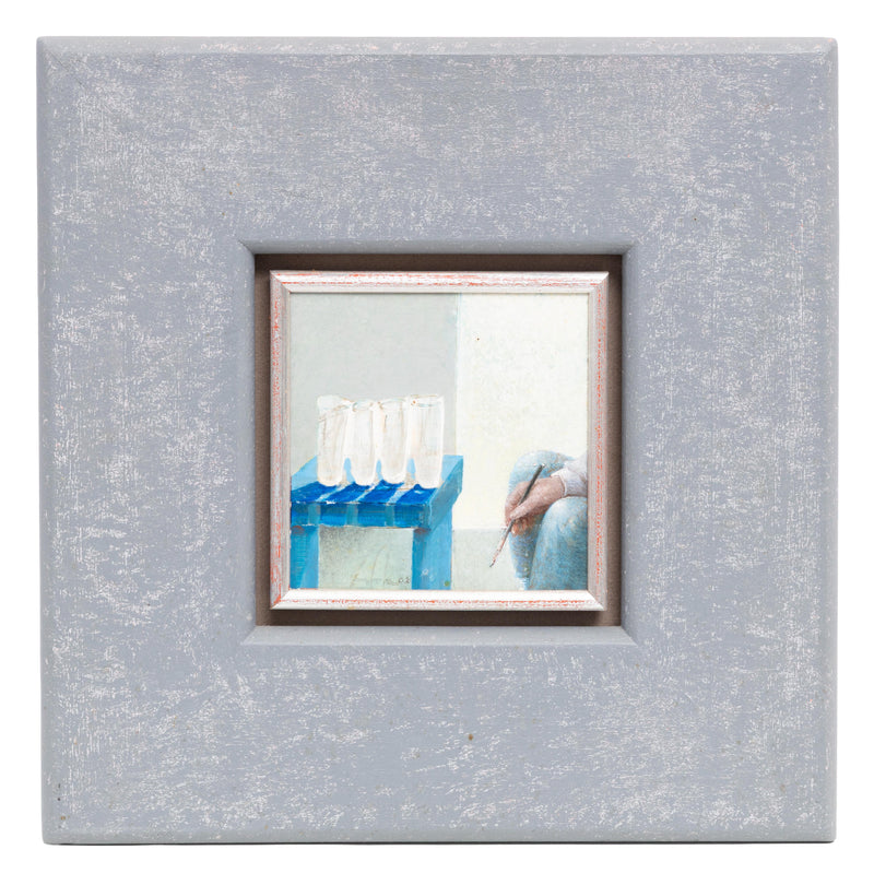 Peter van Poppel, Vier drinkglazen, 2002, tempera op board, 12 × 13 cm, ingelijst
