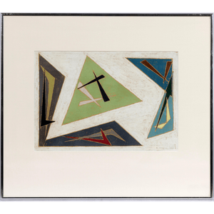 Pieter de Haard | Composition KR9 | Pastel on paper | 30 cm × 40 cm | Signed lower right | Abstract geometrical composition | with frame